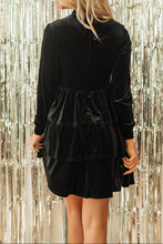 Amy Velvet High Neck Tiered Ruffle Dress (S-XL) 3 Colors