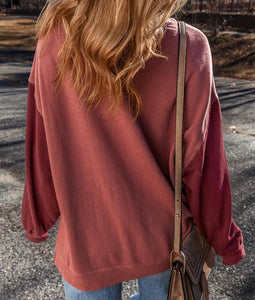 Contrast Round Neck Long Sleeve Sweatshirt (S-2XL) 2 Colors