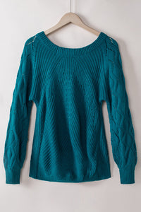 Lia Hollow-out Puffy Sleeve Knit Sweater (S-2XL) 4 Colors