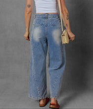 Scottie Blue Washed Pleated Detail Wide Leg Jeans (4-16)