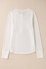 Teresa Color Waffle Half Long Sleeve Top (S-XL)
