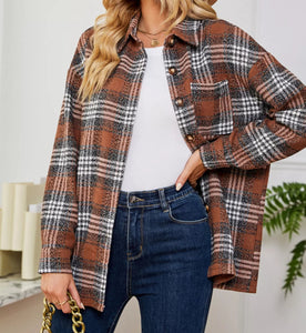 Plaid Button Up Long Sleeve Shacket (S-2XL) 3 Colors