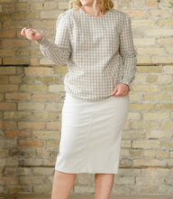 Blake Cinched Sleeve Gingham Blouse (XS-2XL)