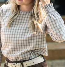 Blake Cinched Sleeve Gingham Blouse (XS-2XL)