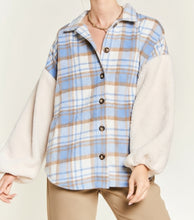 Plaid Fuzzy Sleeve Jacket (S-XL)