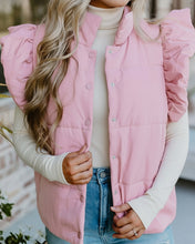 Ruffle Sleeve Snap Puffer Vest (S-XL)