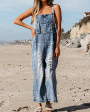 Baylor Distressed Bib Pocket Wide Leg Denim Overall (S-XL) 2 Colors