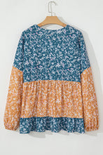 Cecilia Floral Ruffled Hem Round Neck Blouse (S-2XL) 2 Colors