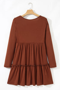Everleigh Ribbed Frilled Trim High Waist Dress (S-XL)