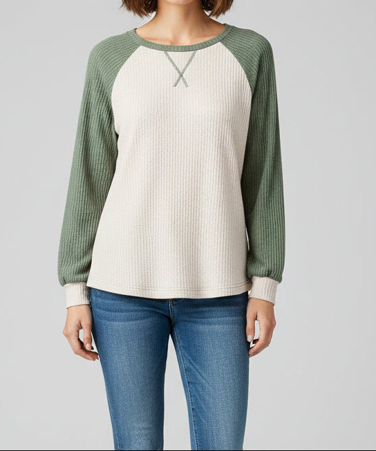 Peyton Block Raglan Sleeve Top (S-XL)