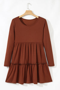 Everleigh Ribbed Frilled Trim High Waist Dress (S-XL)