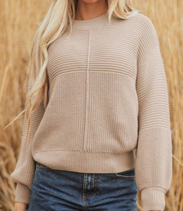 Delaney Texture Knitted Dropped Shoulder Sweater (S-XL)
