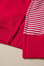 Aaliyah Red Striped Patchwork Sleeve Colorblock Sweatshirt (S-XL)