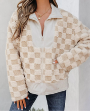 Checker Sherpa Corduroy Patchwork Zip Up Jacket (S-XL)