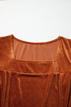 Velvet Ribbed Square Neck Puff Sleeve Top (S-XL)