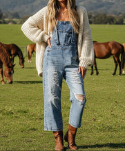 Baylor Distressed Bib Pocket Wide Leg Denim Overall (S-XL) 2 Colors