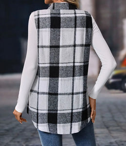 Plaid Button Up Vest Coat (S-2XL) 4 Colors