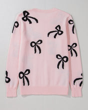 Bow Pattern Round Neck Loose Fit Sweater (S-XL)