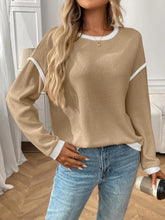 Jessica Ribbed Contrast Trim Long Sleeve Top (S-2XL) 7 Colors