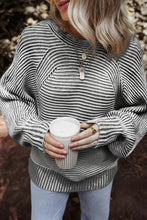 Stripe Ribbed Knit Boat Neck Sweater (S-2XL) 4 Colors