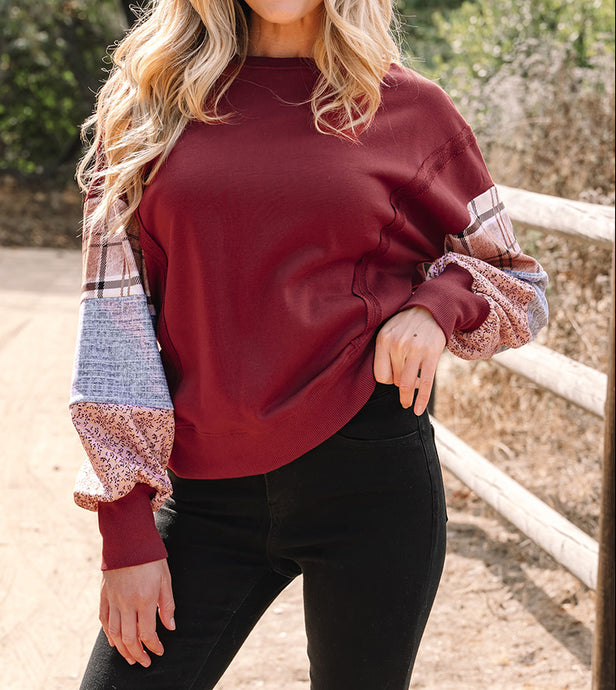 Hollihanna Sleeve Raw Seam Sweatshirt (S-XL)