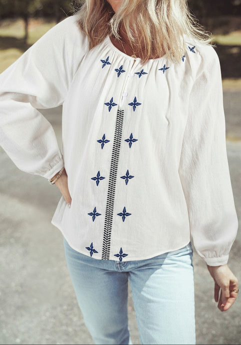 Emavie Long Sleeve Blouse Long Sleeve Top (S-XL)