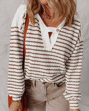 Ayla Stripe Textured Hooded Long Sleeve Top (S-XL)