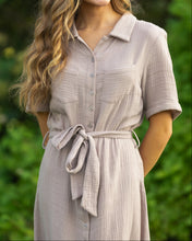 Essential Taupe Short Sleeve Gauze Shirt Dress (XS-2XL)