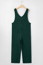 Evergreen Corduroy V Neck Patched Pocket Sleeveless Jumpsuit (S-XL)