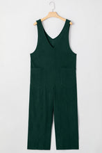 Evergreen Corduroy V Neck Patched Pocket Sleeveless Jumpsuit (S-XL)