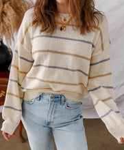 Eden Striped Ribbed Edge Drop Shoulder Sweater (S-XL)