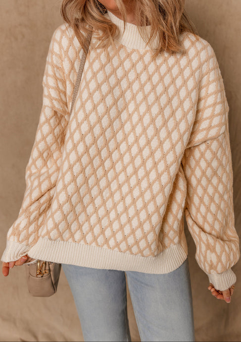 Ximena Rhombus Textured Knit Sweater (S-XL)