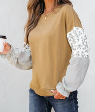 Beazita Patchwork Ruffled Sleeve Sweatshirt (S-XL)