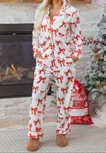 Festive Bow Print 2pcs Pajama Set (S-XL)