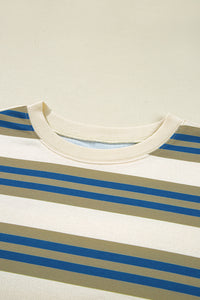 Rose Stripe Crew Neck Pullover Sweatshirt (S-XL)