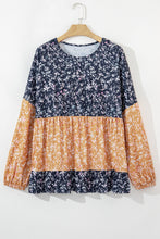 Cecilia Floral Ruffled Hem Round Neck Blouse (S-2XL) 2 Colors