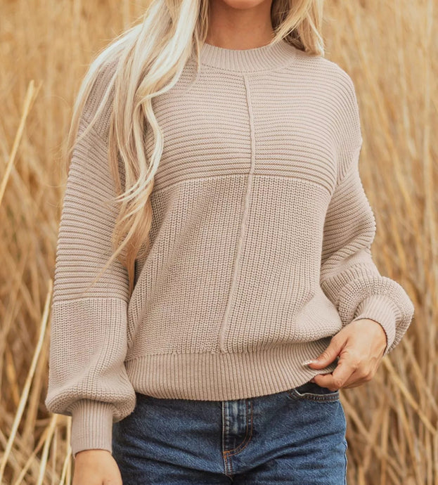 Delaney Texture Knitted Dropped Shoulder Sweater (S-XL)