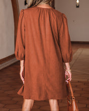 Alyssa Split Neck Scallop Detail Pleated Corduroy Mini Dress (S-XL)