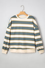 Rose Stripe Crew Neck Pullover Sweatshirt (S-XL)