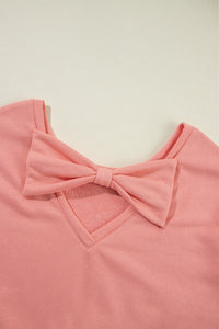 Bow Round Neck Long Sleeve Sweatshirt (S-XL)