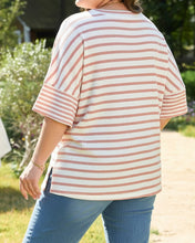 Amari Plus Size Stripe Waffle Knit Top (1X-4X)