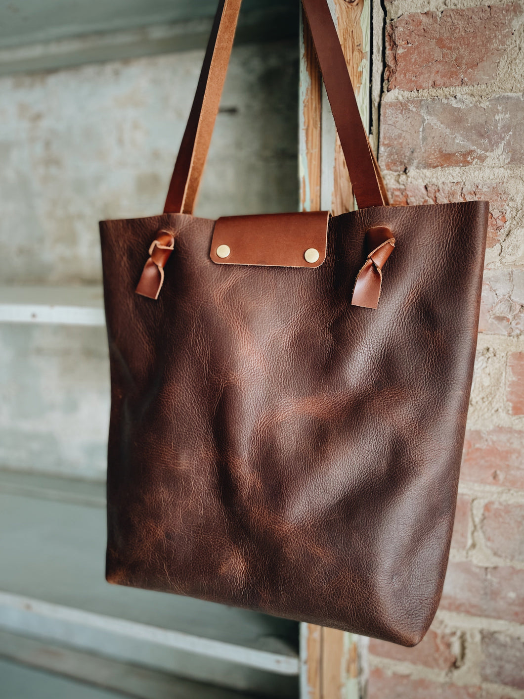 The Knotty Brown Leather Tote