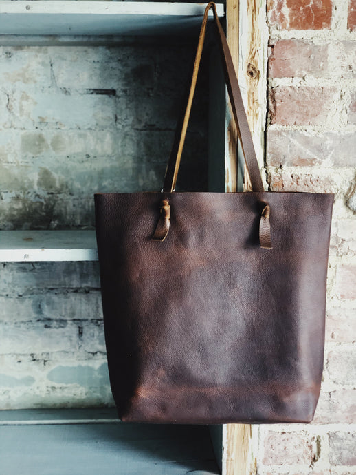 The Knotty Brown Leather Tote