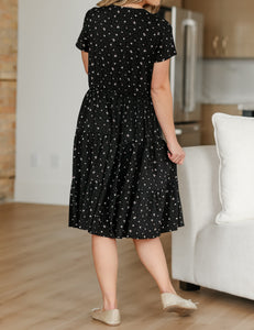 Jenna Floral Knit Short Sleeve Tiered Midi Dress (XS-XL)