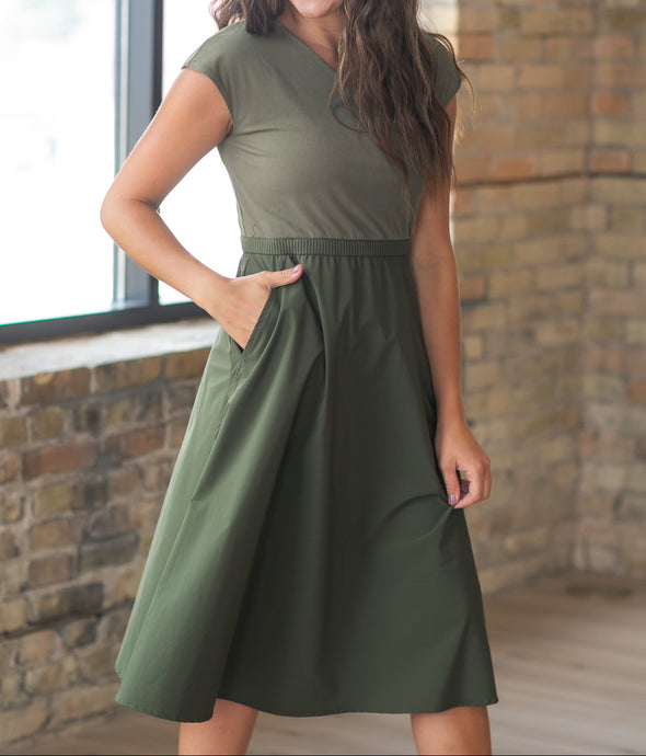 Kate Cap Sleeve Midi Dress (XS-1XL) 4 Colors