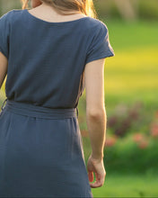 Lily Navy Gauze Belted Midi Dress (XS-2XL)