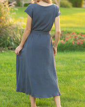 Lily Navy Gauze Belted Midi Dress (XS-2XL)