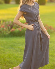 Lily Navy Gauze Belted Midi Dress (XS-2XL)