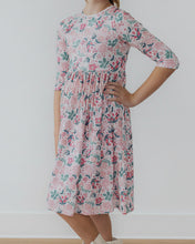 Softly Blooming 3/4 Sleeve Pocket Twirl Dress (3-10)