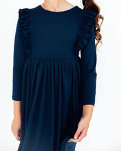Navy Ruffle Twirl Dress (6M-10)